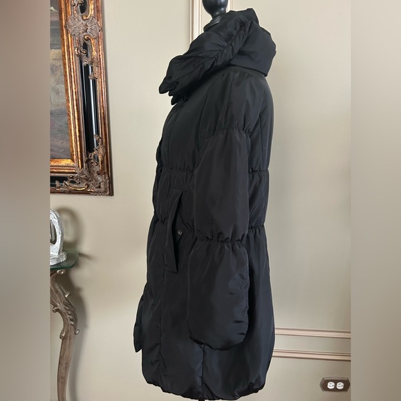 BIA Long Puffer Coat with Oversized Funnel Collar Warm Winter Jacket Size Small - Picture 5 of 8